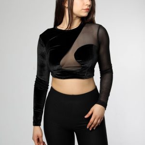 Black Velvet Crop Top